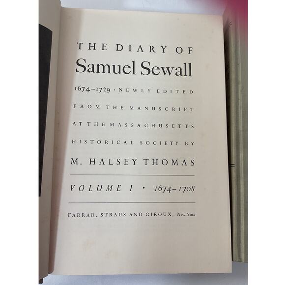 1936 The Diary Of Samuel Sewall Vol 1 & 2 Set - Picture 5 of 9